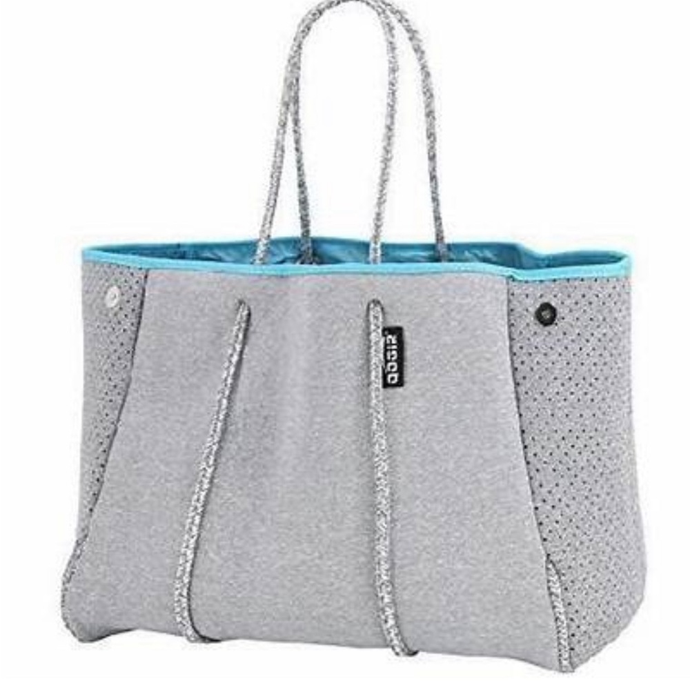QOGiR Neoprene Multipurpose Beach Bag Tote Gray Teal